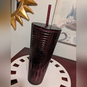 Starbucks Berry Plum Bling Diamond Studded Tumbler Venit 24oz Straw EUC Travel
